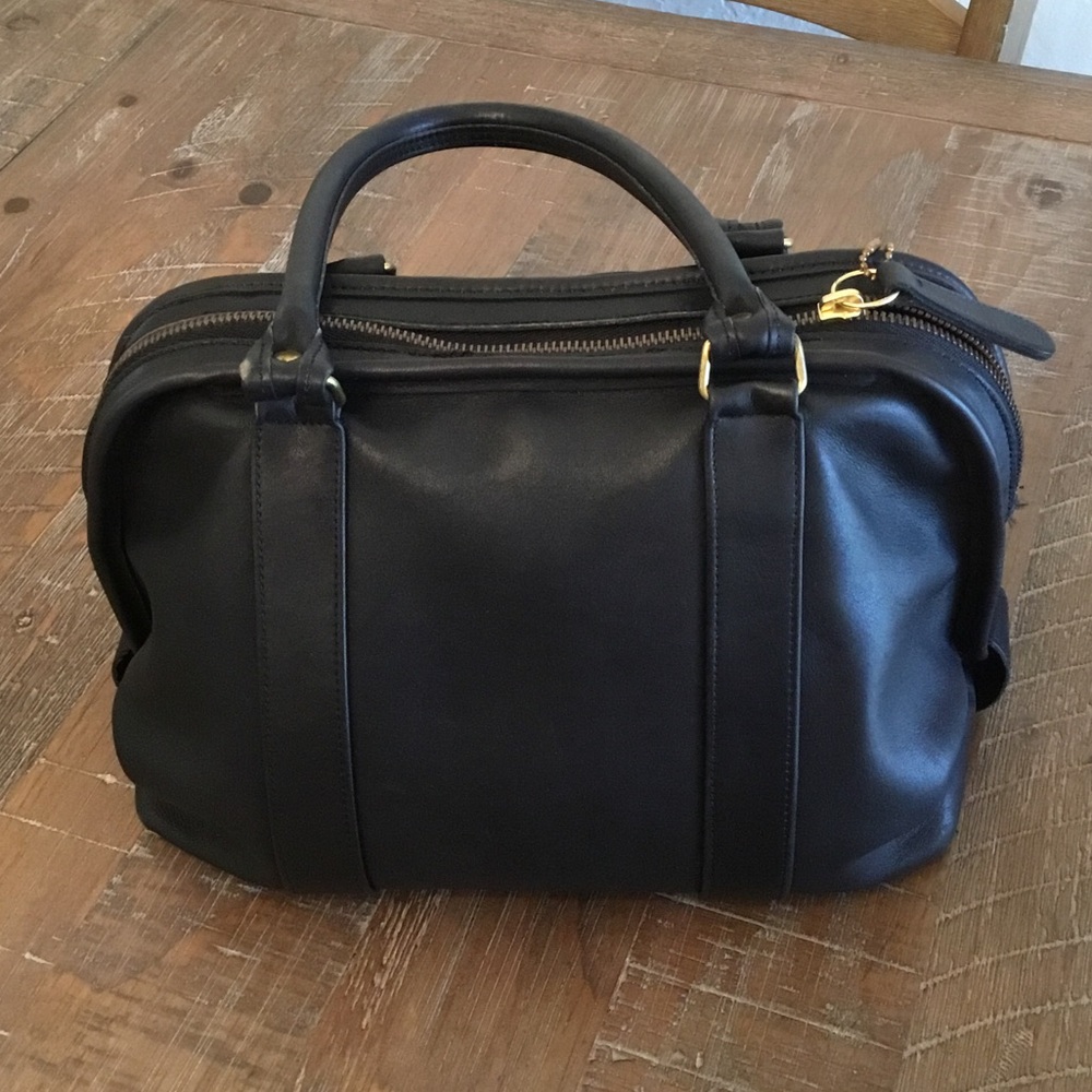 Vintage Coach Bag Soft Satchel Black Leather Doctors Bag with Gold Hardware - Picture 5 of 12